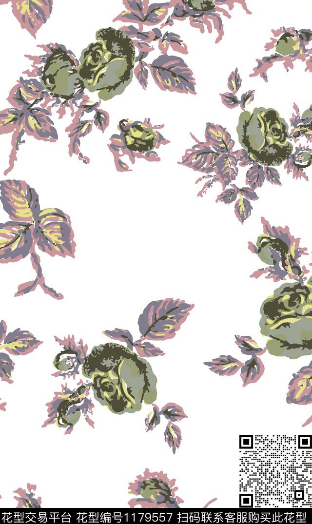 春夏华亿平台清爽底花卉大牌风传统印花华亿平台下载（图片编号: 1179557） - 瓦栏（Walan）