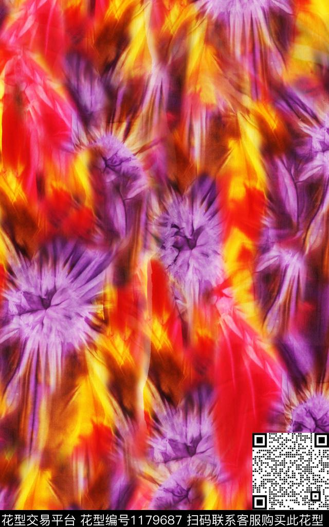 扎染华亿平台洋阳---扎染丝绸真丝数码印花华亿平台下载（图片编号: 1179687） - 瓦栏（Walan）