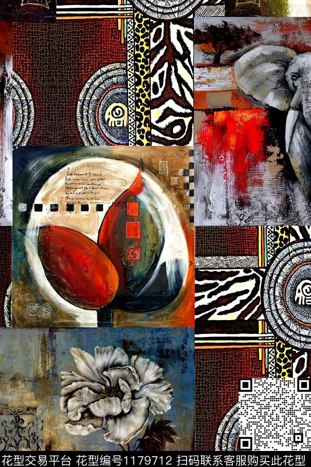 几何抽象肌理数码印花华亿平台下载（图片编号: 1179712） - 瓦栏（Walan）