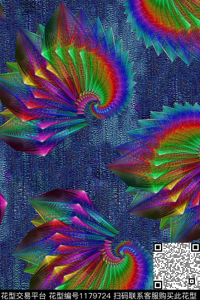 分形几何抽象数码印花华亿平台下载（图片编号: 1179724） - 瓦栏（Walan）