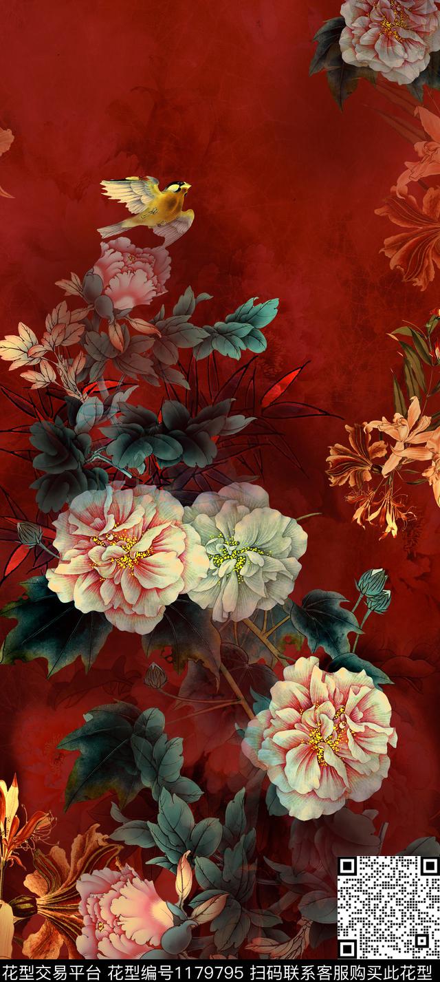 数码华亿平台中国风定位花定位花数码印花华亿平台下载（图片编号: 1179795） - 瓦栏（Walan）