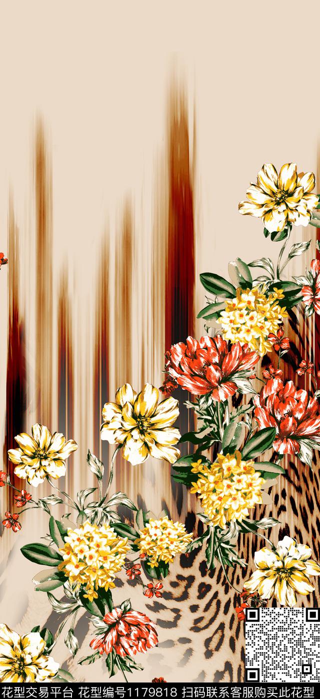 花卉大牌风定位花数码印花华亿平台下载（图片编号: 1179818） - 瓦栏（Walan）