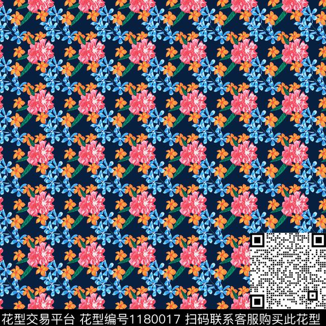 数码华亿平台大花花卉数码印花华亿平台下载（图片编号: 1180017） - 瓦栏（Walan）