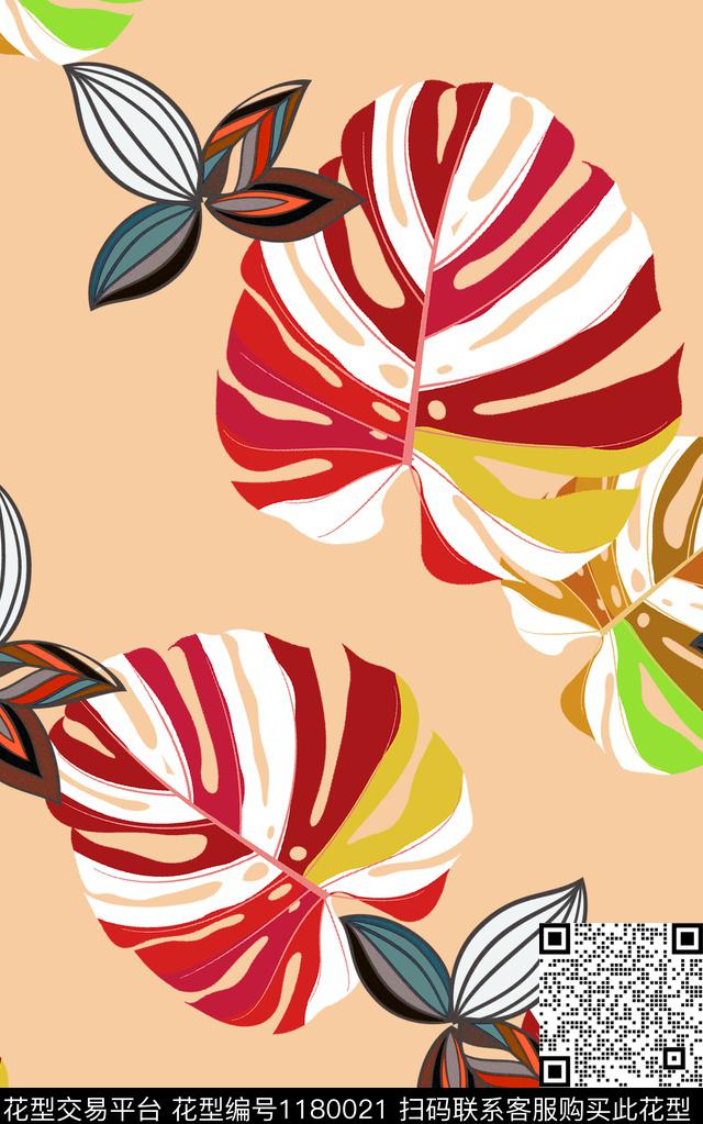 数码华亿平台几何花卉数码印花华亿平台下载（图片编号: 1180021） - 瓦栏（Walan）