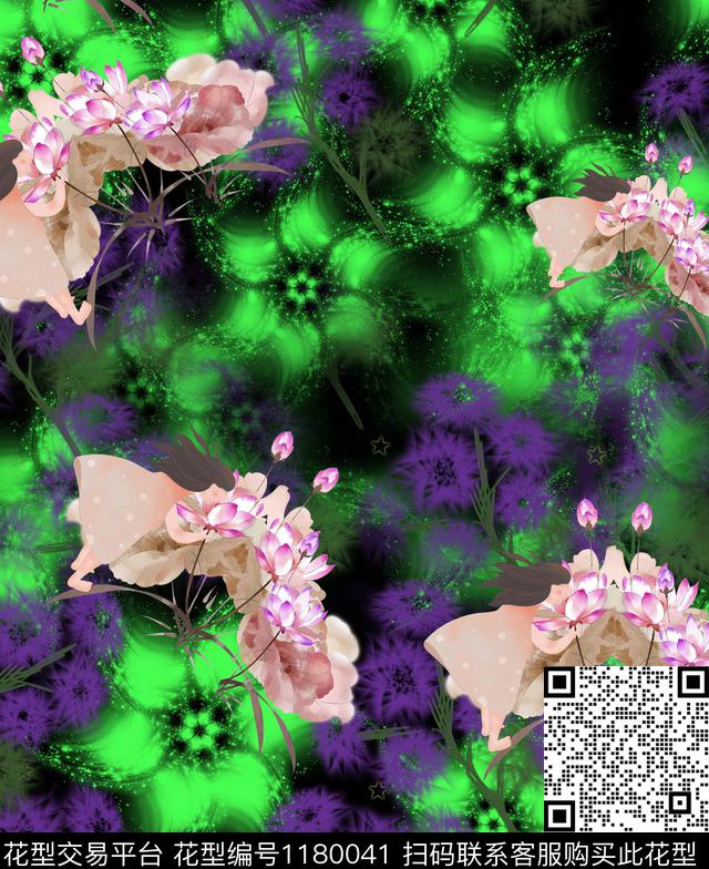 数码华亿平台花卉大牌风数码印花华亿平台下载（图片编号: 1180041） - 瓦栏（Walan）