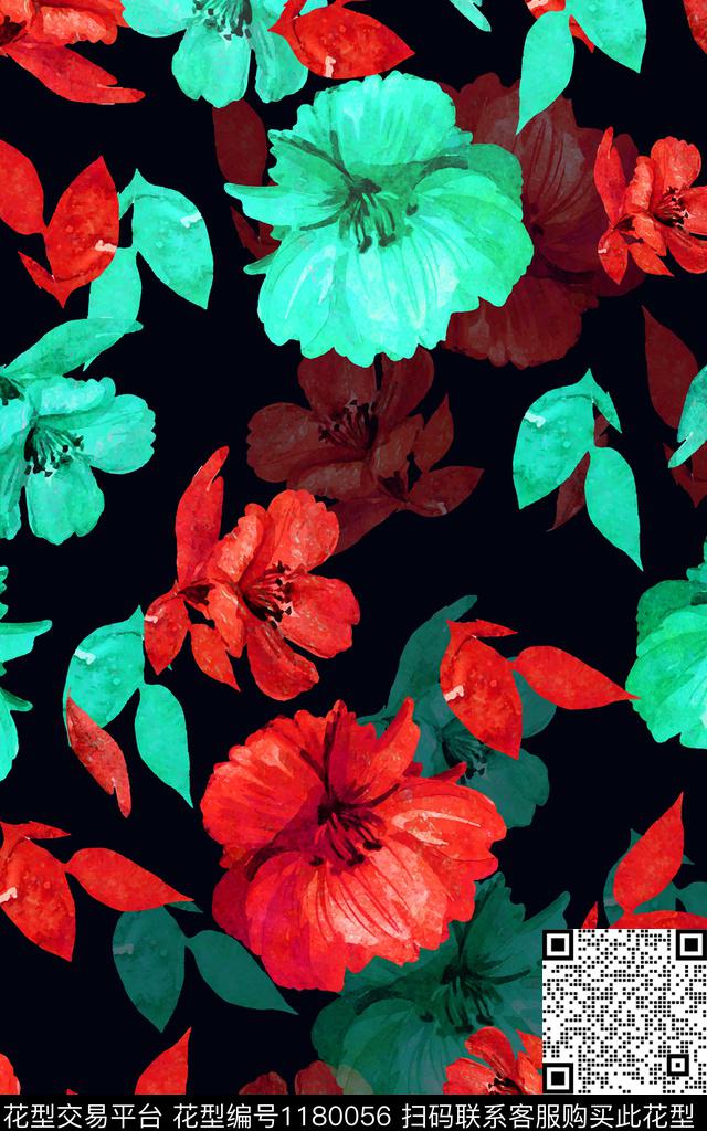 时尚女装花卉数码印花华亿平台下载（图片编号: 1180056） - 瓦栏（Walan）