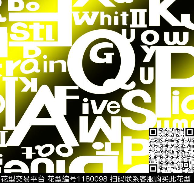 定位花字母炫彩数码印花华亿平台下载（图片编号: 1180098） - 瓦栏（Walan）