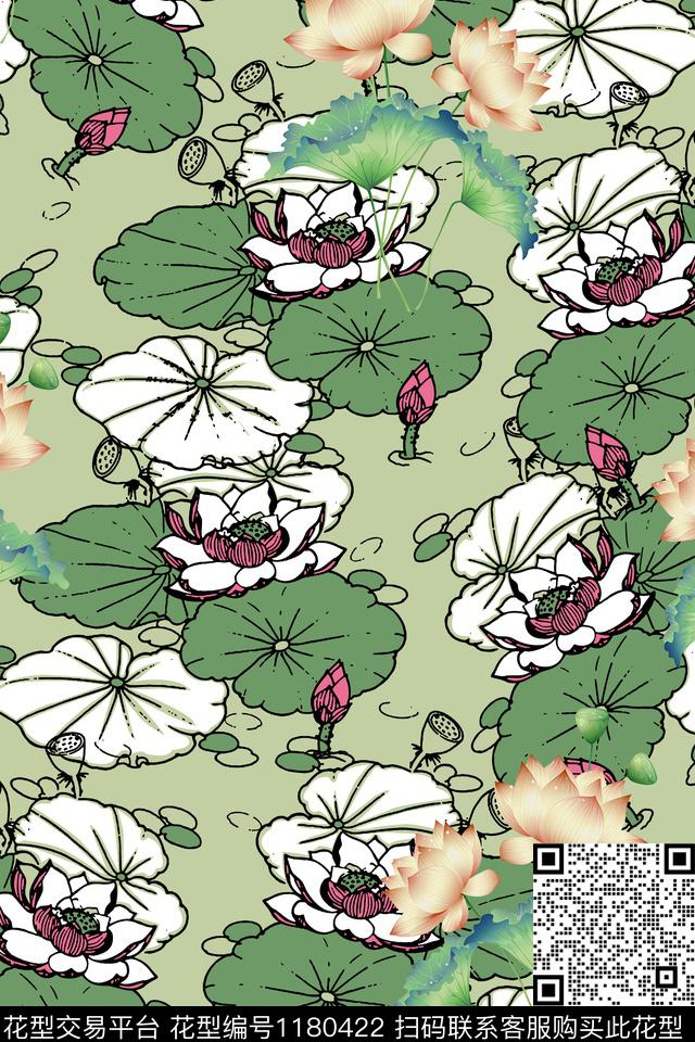文艺花卉大牌风数码印花华亿平台下载（图片编号: 1180422） - 瓦栏（Walan）