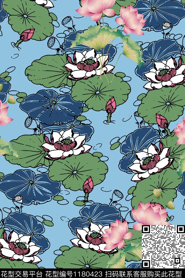 文艺花卉大牌风数码印花华亿平台下载（图片编号: 1180423） - 瓦栏（Walan）