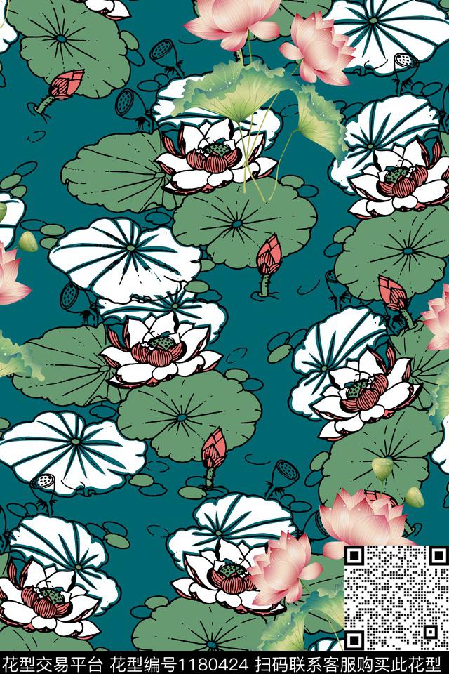 文艺花卉大牌风数码印花华亿平台下载（图片编号: 1180424） - 瓦栏（Walan）