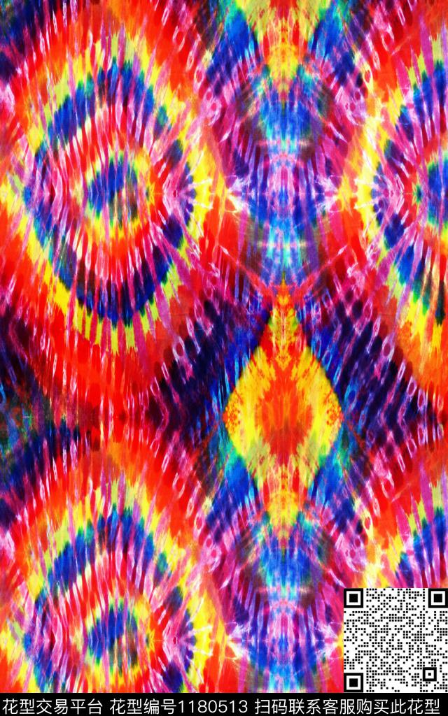 扎染华亿平台丝绸真丝洋阳---扎染数码印花华亿平台下载（图片编号: 1180513） - 瓦栏（Walan）