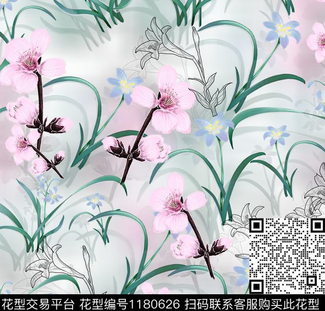 花卉数码印花华亿平台下载（图片编号: 1180626） - 瓦栏（Walan）