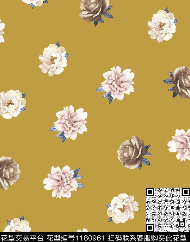 花卉手绘大花手绘花卉传统印花华亿平台下载（图片编号: 1180961） - 瓦栏（Walan）