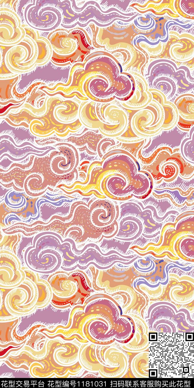 数码华亿平台大牌风抽象花卉数码印花华亿平台下载（图片编号: 1181031） - 瓦栏（Walan）