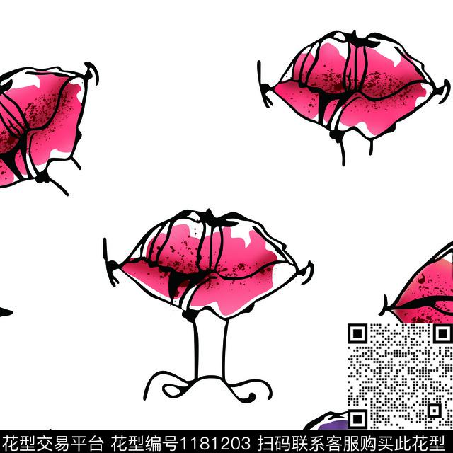 嘴唇数码华亿平台手绘数码印花华亿平台下载（图片编号: 1181203） - 瓦栏（Walan）