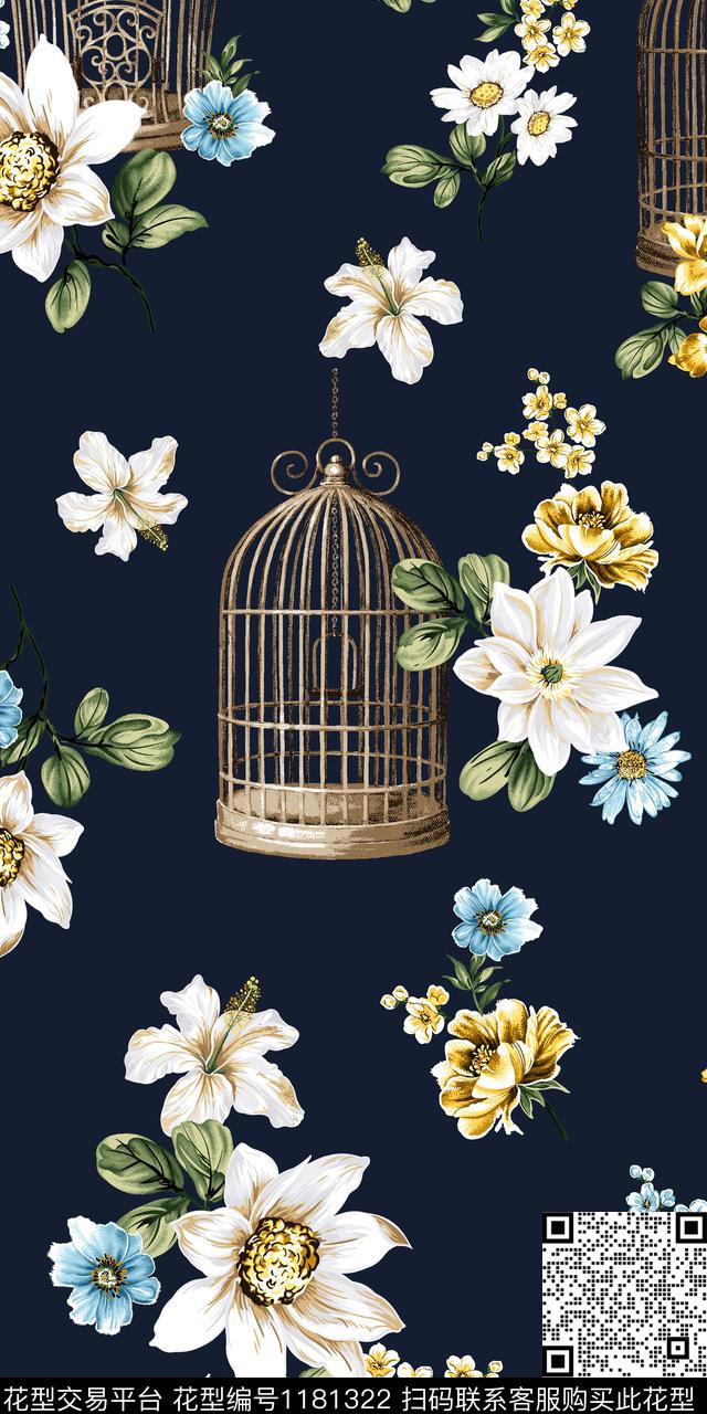 手绘花卉大牌风风传统印花华亿平台下载（图片编号: 1181322） - 瓦栏（Walan）