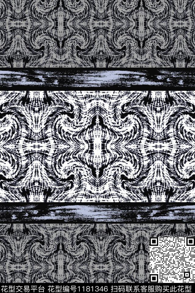 抽象条纹混搭条纹图案数码印花华亿平台下载（图片编号: 1181346） - 瓦栏（Walan）