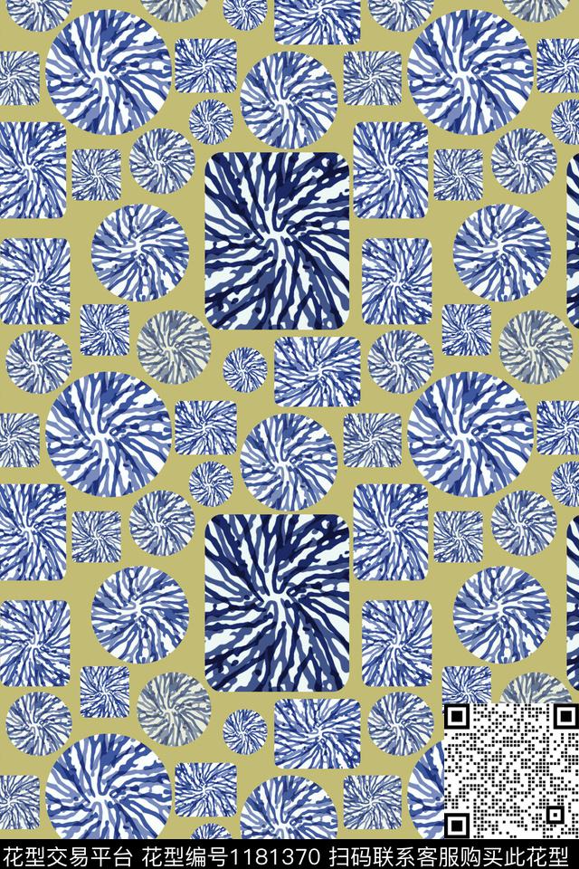 几何抽象扎染风格数码印花华亿平台下载（图片编号: 1181370） - 瓦栏（Walan）