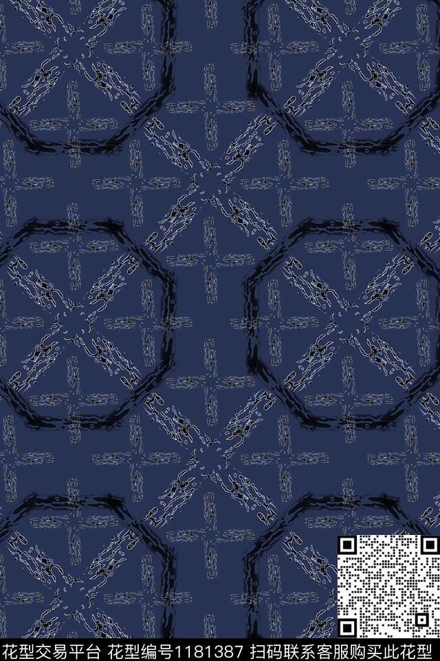 抽象几何扎染风格数码印花华亿平台下载（图片编号: 1181387） - 瓦栏（Walan）