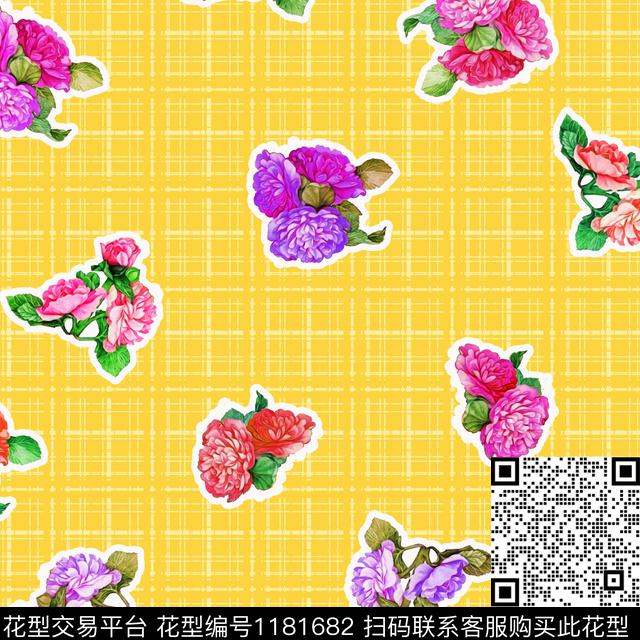 温室花卉花卉几何花卉数码印花华亿平台下载（图片编号: 1181682） - 瓦栏（Walan）