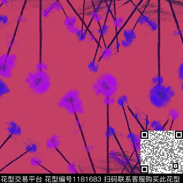 抽象手绘花卉数码印花华亿平台下载（图片编号: 1181683） - 瓦栏（Walan）