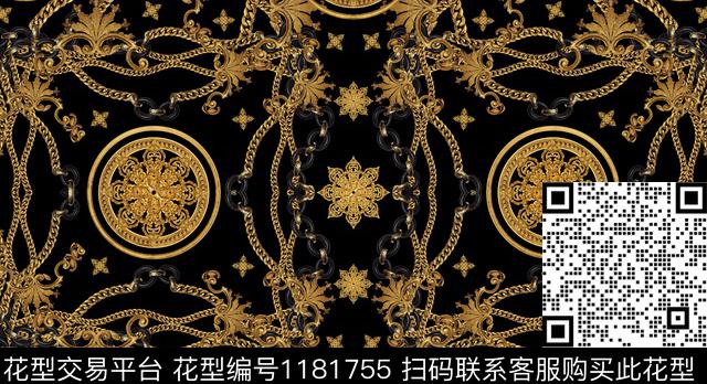 宫廷风VERSACE欧式定位花传统印花华亿平台下载（图片编号: 1181755） - 瓦栏（Walan）