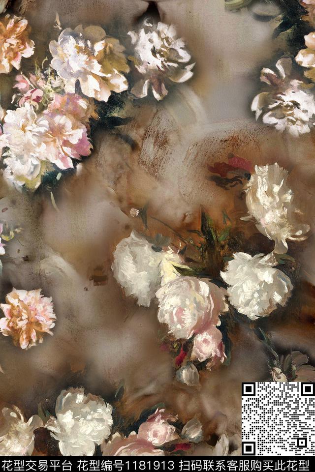 抽象花卉油画华亿平台数码印花华亿平台下载（图片编号: 1181913） - 瓦栏（Walan）