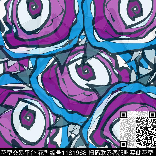 几何抽象手绘数码印花华亿平台下载（图片编号: 1181968） - 瓦栏（Walan）