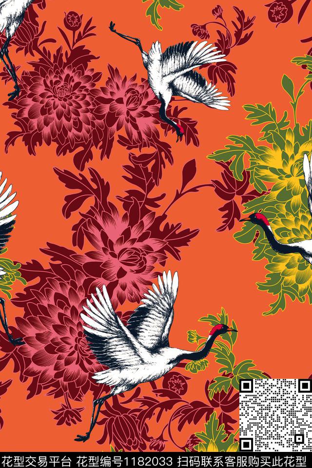 数码华亿平台花卉大牌风数码印花华亿平台下载（图片编号: 1182033） - 瓦栏（Walan）