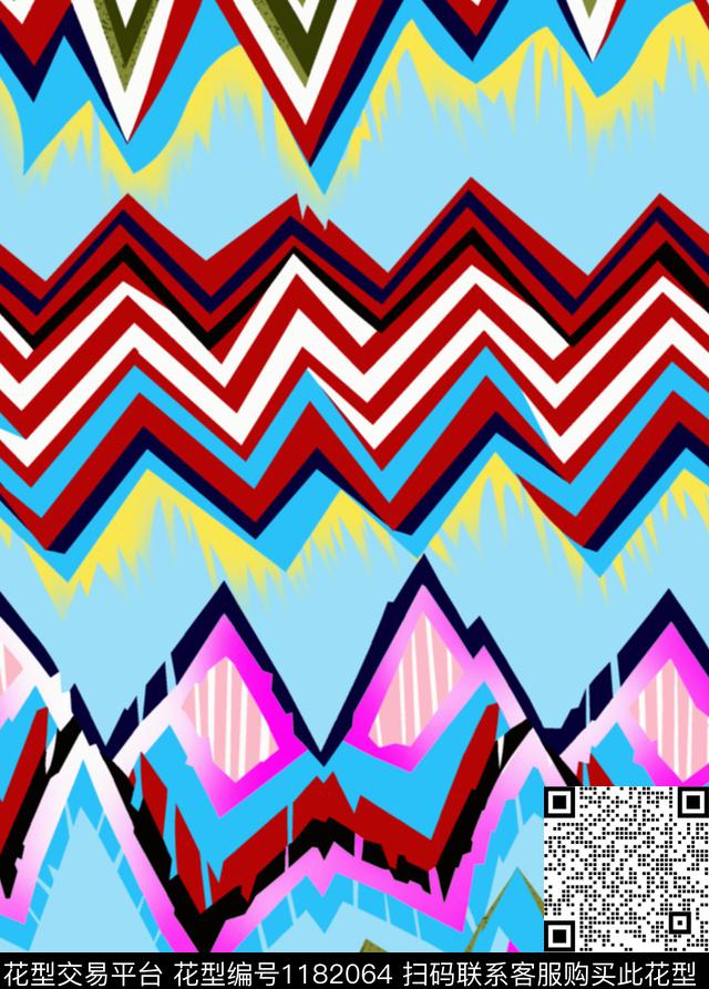 波浪纹少女系列个性时尚传统印花华亿平台下载（图片编号: 1182064） - 瓦栏（Walan）