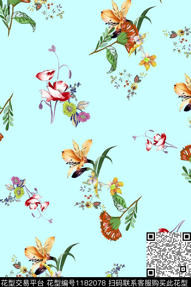 数码华亿平台女装花卉数码印花华亿平台下载（图片编号: 1182078） - 瓦栏（Walan）