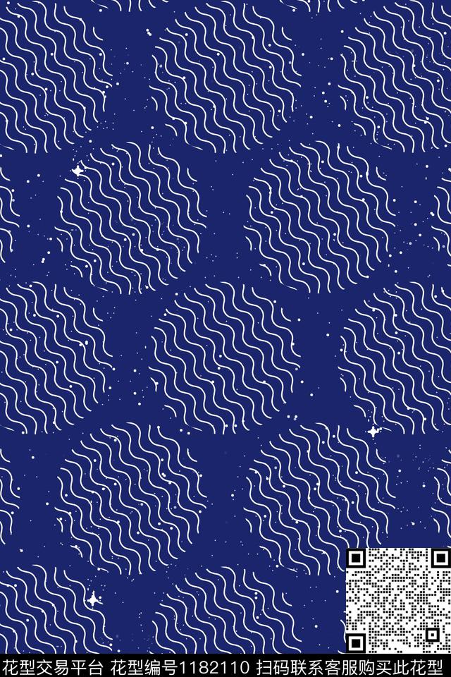 抽象蓝色线条传统印花华亿平台下载（图片编号: 1182110） - 瓦栏（Walan）