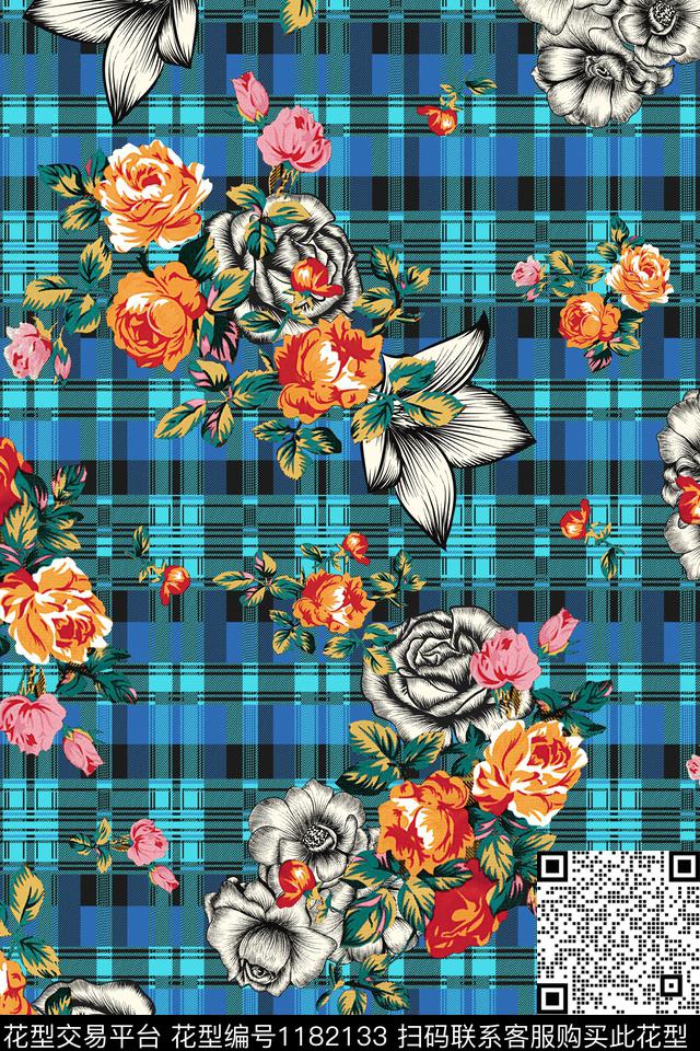 数码华亿平台几何格子数码印花华亿平台下载（图片编号: 1182133） - 瓦栏（Walan）