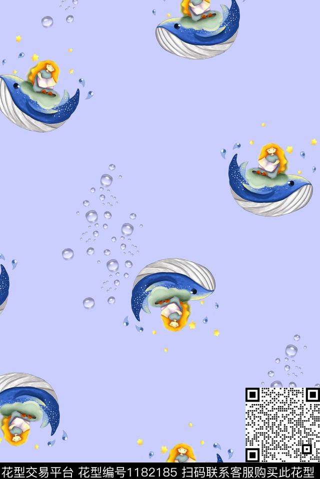 卡通波点鲸鱼数码印花华亿平台下载（图片编号: 1182185） - 瓦栏（Walan）