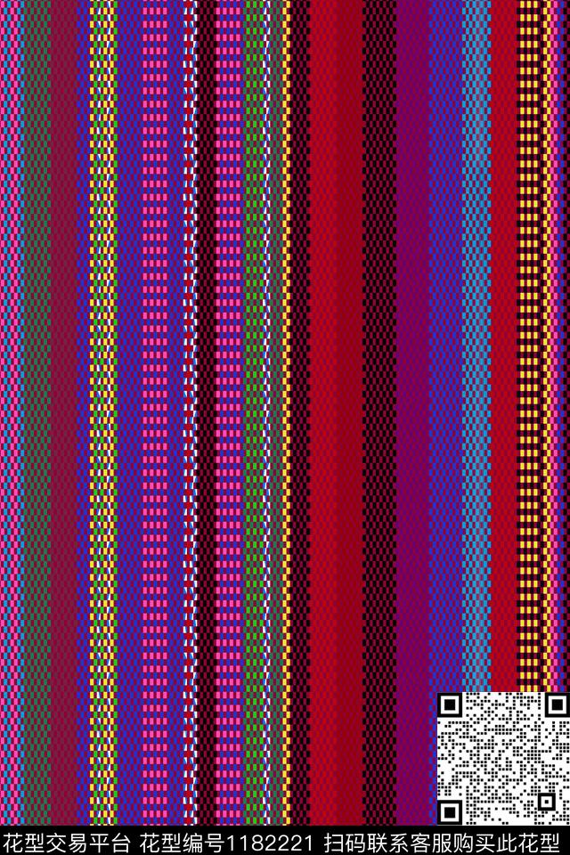 条纹民族风墨西哥数码印花华亿平台下载（图片编号: 1182221） - 瓦栏（Walan）