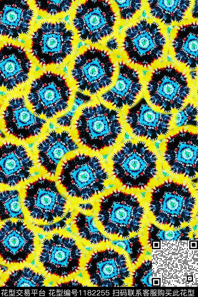 几何抽象扎染华亿平台数码印花华亿平台下载（图片编号: 1182255） - 瓦栏（Walan）