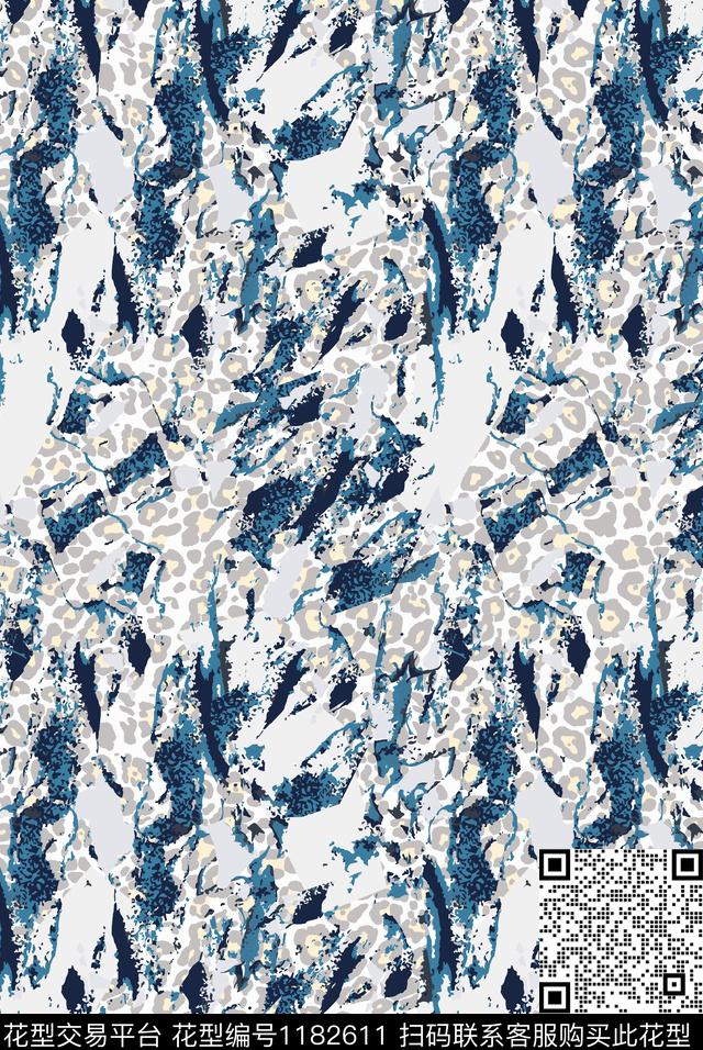 几何抽象豹纹传统印花华亿平台下载（图片编号: 1182611） - 瓦栏（Walan）