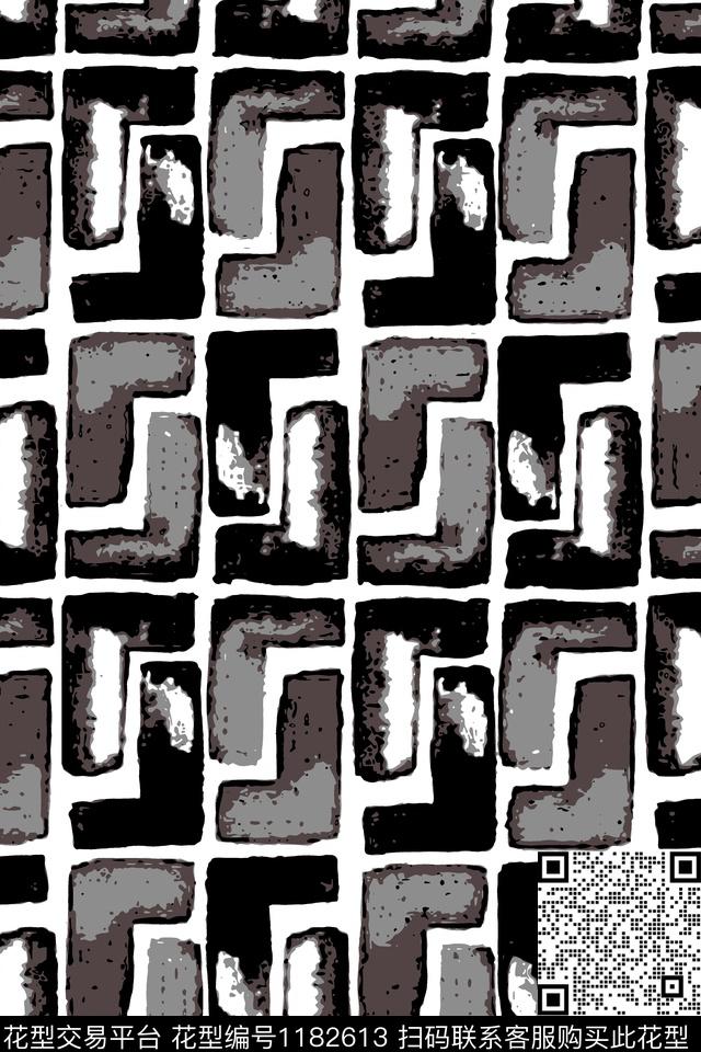 几何抽象大牌风传统印花华亿平台下载（图片编号: 1182613） - 瓦栏（Walan）