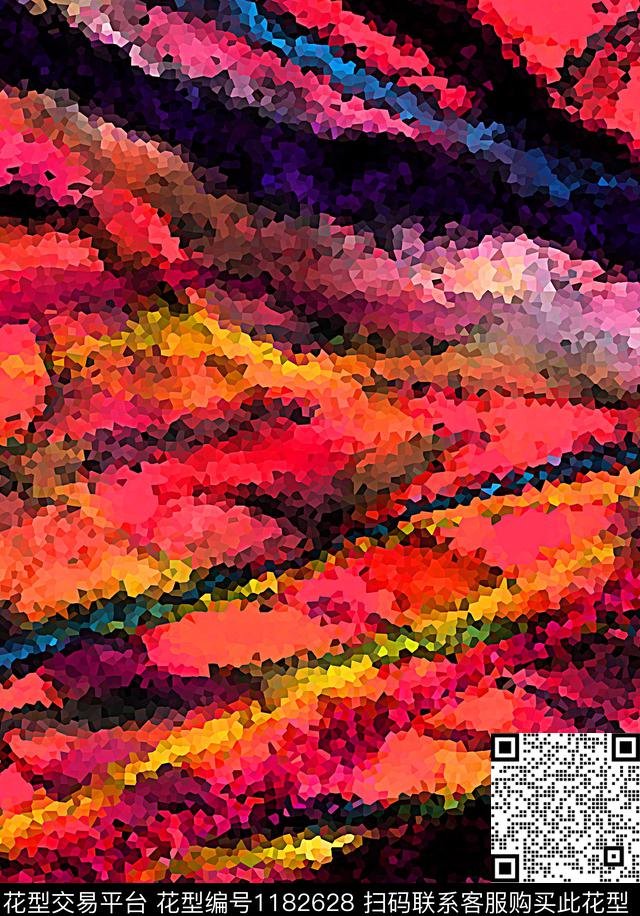 几何抽象手绘数码印花华亿平台下载（图片编号: 1182628） - 瓦栏（Walan）