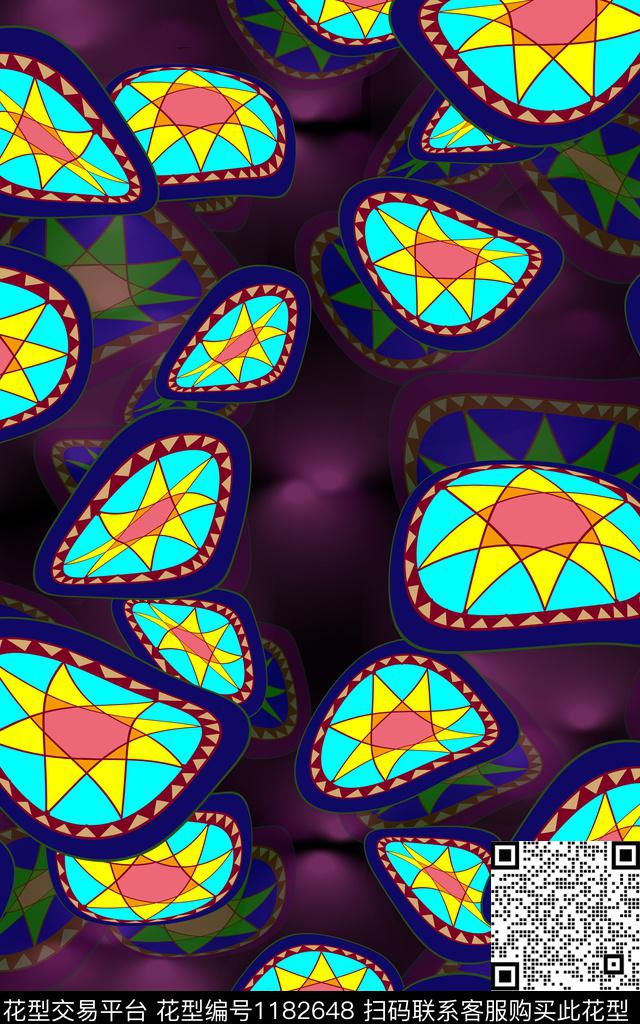 女装几何灯光数码印花华亿平台下载（图片编号: 1182648） - 瓦栏（Walan）