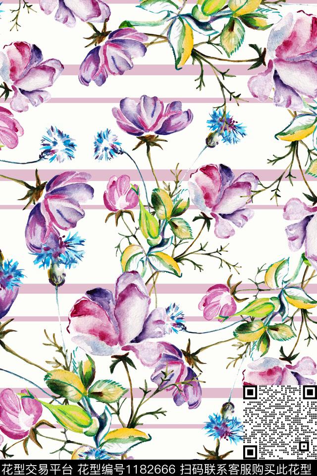 数码华亿平台花卉大牌风数码印花华亿平台下载（图片编号: 1182666） - 瓦栏（Walan）