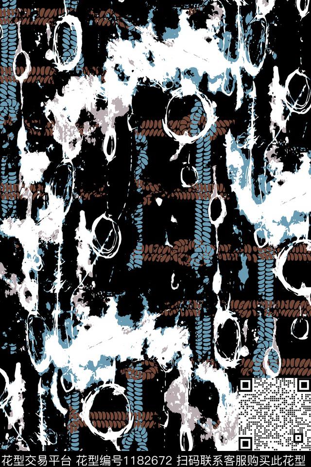 潮牌抽象格子传统印花华亿平台下载（图片编号: 1182672） - 瓦栏（Walan）