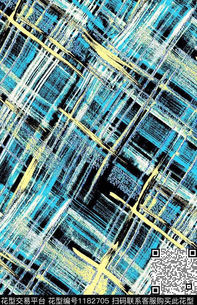 涂鸦几何格子数码印花华亿平台下载（图片编号: 1182705） - 瓦栏（Walan）