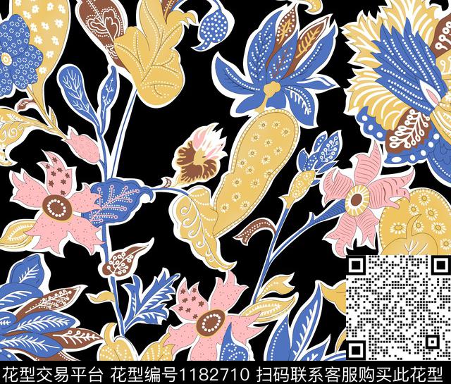 女装几何花卉数码印花华亿平台下载（图片编号: 1182710） - 瓦栏（Walan）