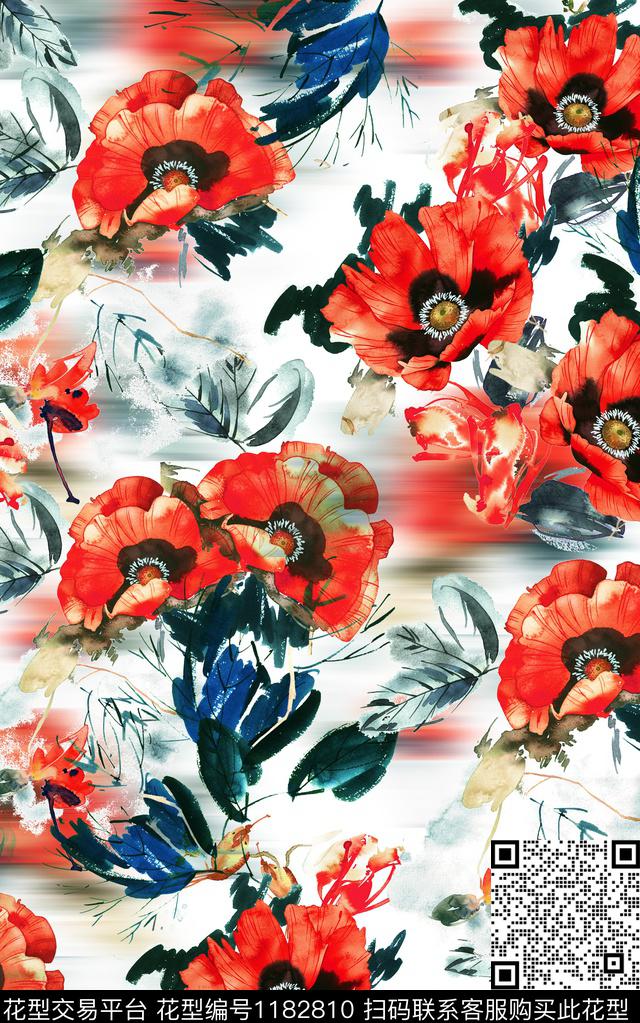 数码华亿平台花卉大牌风数码印花华亿平台下载（图片编号: 1182810） - 瓦栏（Walan）
