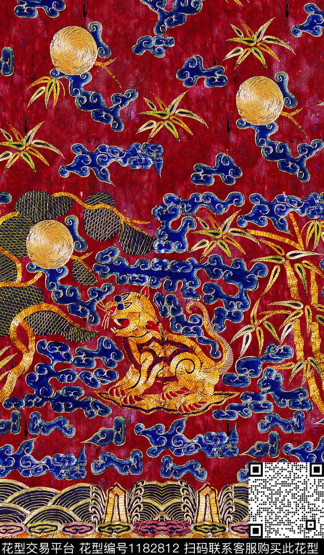 复古中国风绣花华亿平台数码印花华亿平台下载（图片编号: 1182812） - 瓦栏（Walan）