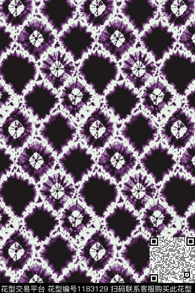 扎染华亿平台抽象民族风数码印花华亿平台下载（图片编号: 1183129） - 瓦栏（Walan）