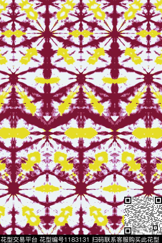 扎染华亿平台抽象民族风数码印花华亿平台下载（图片编号: 1183131） - 瓦栏（Walan）