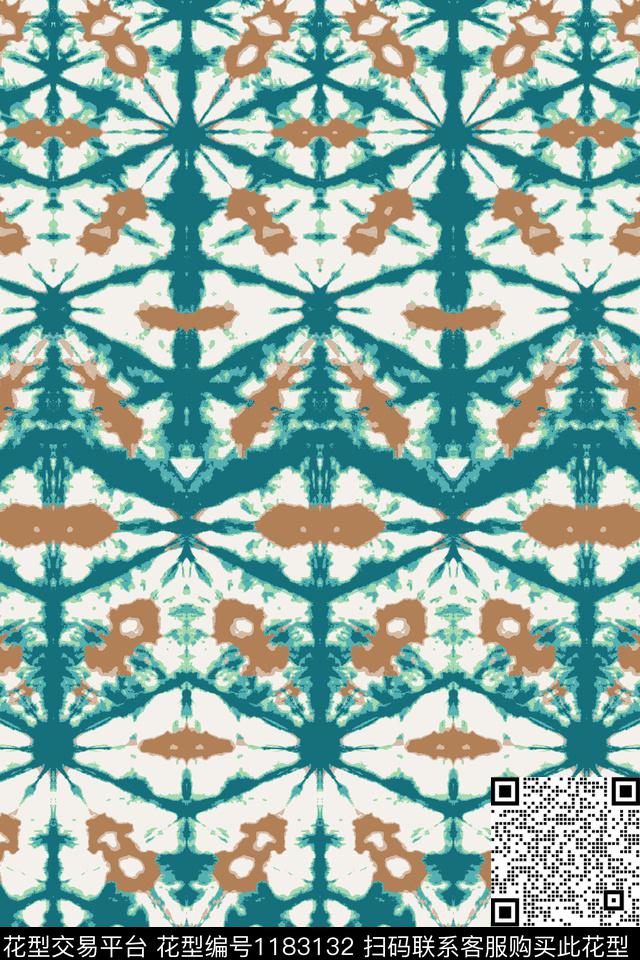扎染华亿平台抽象民族风数码印花华亿平台下载（图片编号: 1183132） - 瓦栏（Walan）