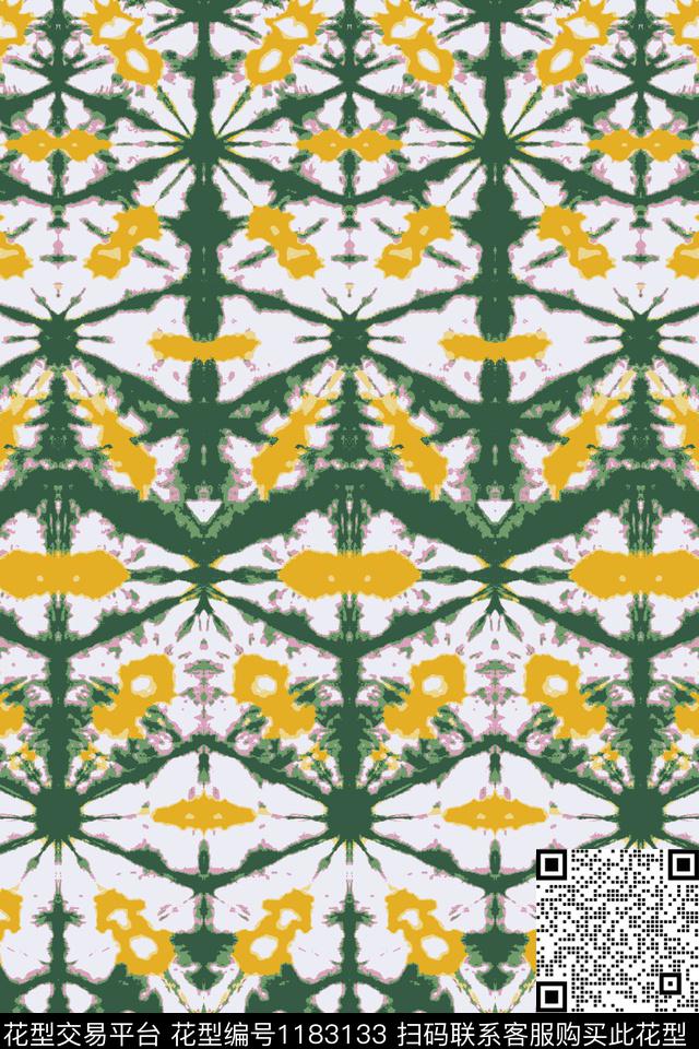 扎染华亿平台抽象民族风数码印花华亿平台下载（图片编号: 1183133） - 瓦栏（Walan）